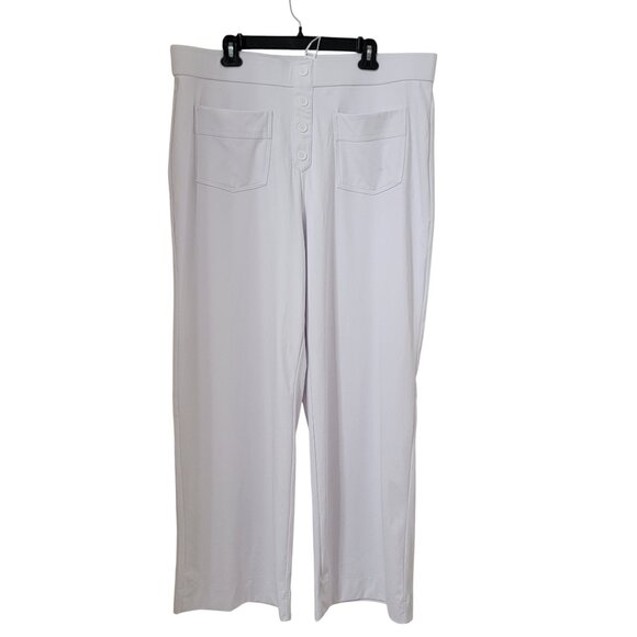 Halara Size 2X White High Waist Button Multiple Pocket Straight Leg Pants NEW - Picture 3 of 14